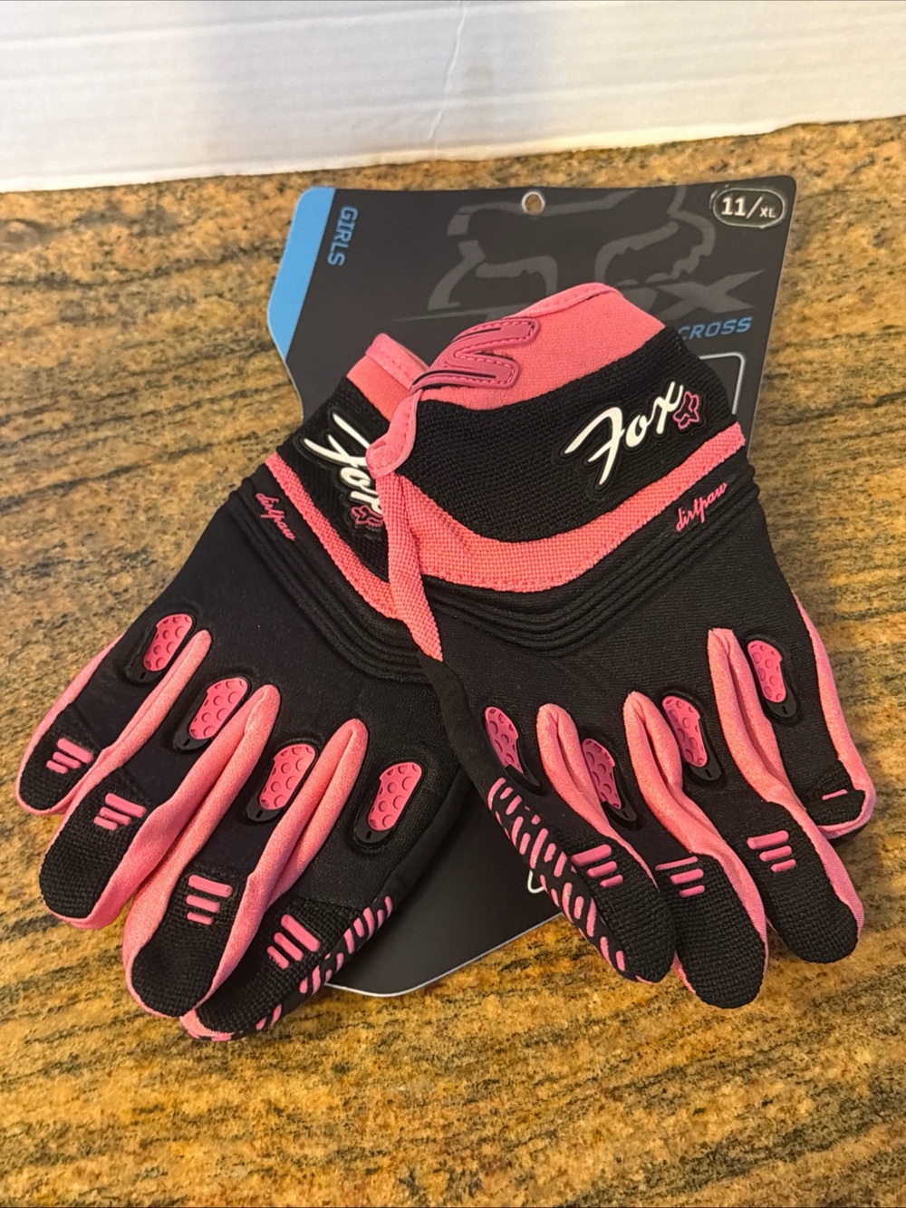 Fox Racing Dirtpaw Motocross Racing Gloves Girls Size 11/XL Black & Pink